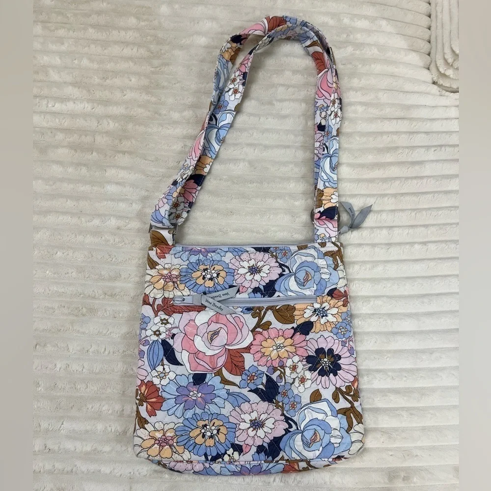 Vera Bradley Hipster Crossbody/Shoulder Bag Floral Print Color Blue,Pink, Gray